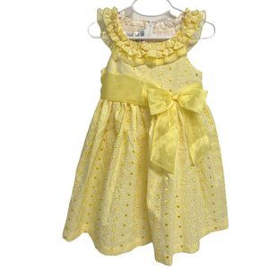 Bonnie Jeans girls casual dress embroidery sleeveless yellow size 4